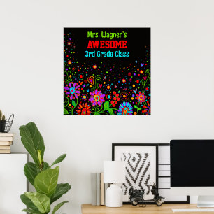 Póster Clase asombrosa Colorida Floral Personalizada