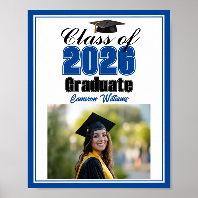 Póster Clase Azul de 2026 Foto Personalizada Fiesta de Gr (Frente)