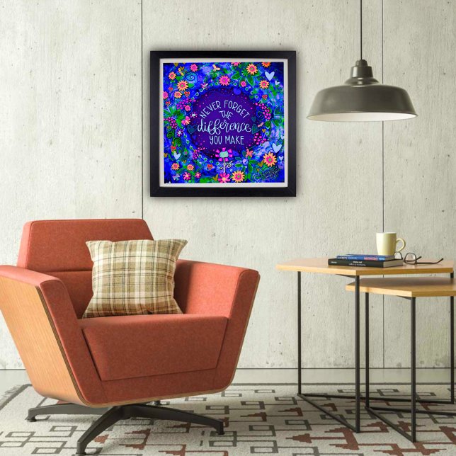 Póster Clase azul de diferencia de cotización inspiradora (Inspirational, Classroom, Poster, by Inspirivity )