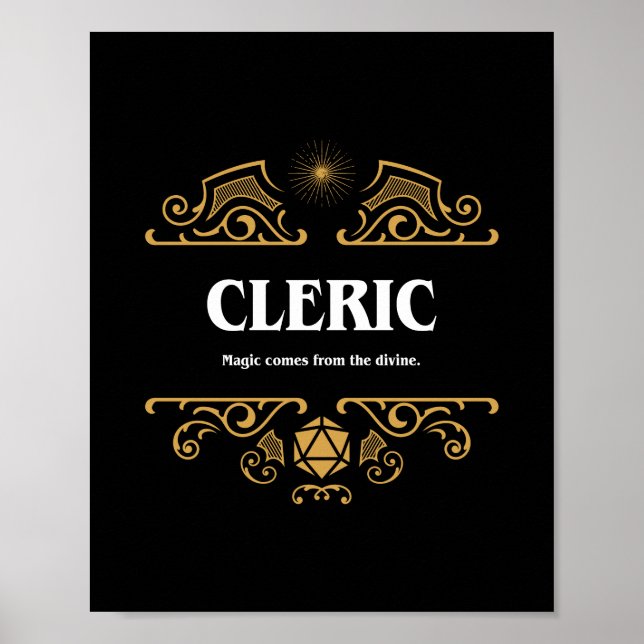 Póster Clase Clerical Tabletop RPG Gaming (Frente)