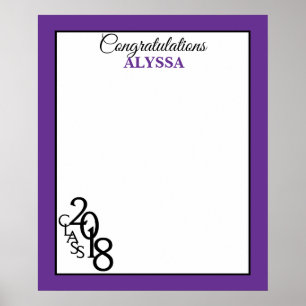 Póster Clase de 2018 Autografo de graduación Keepsake Pur