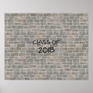 Póster Clase de 2018 Ladrillo gris "Escribe en mi muro"