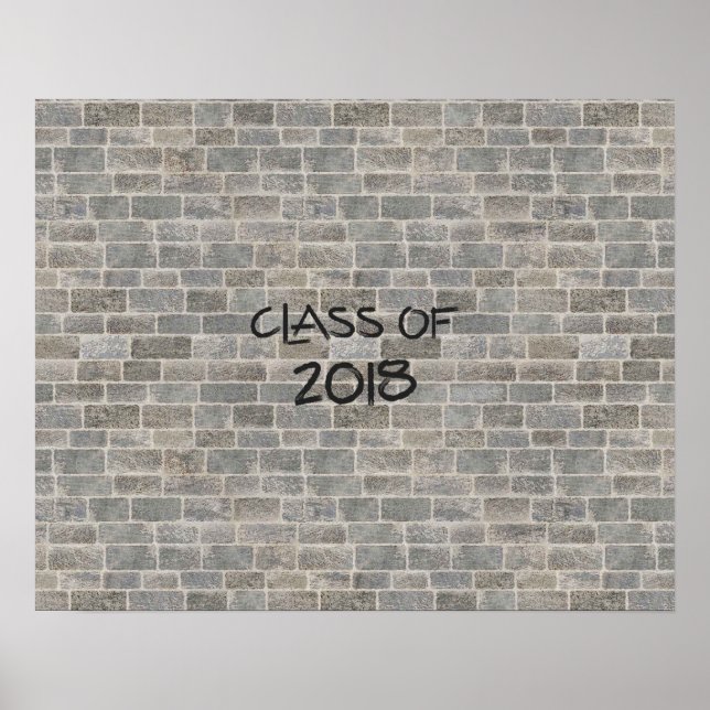 Póster Clase de 2018 Ladrillo gris "Escribe en mi muro" (Frente)