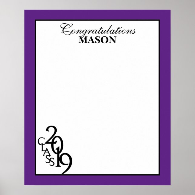 Póster Clase de 2019 Graduación Autograph Purple Keepsake (Frente)
