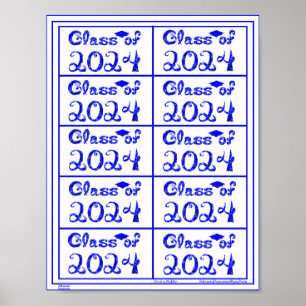 Póster Clase de 2024 Etiquetas de fuente de tela brillant