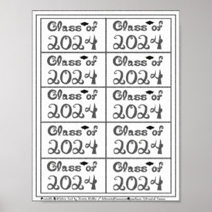 Póster Clase de 2024 Sprinkle Black Fabric Font Tags