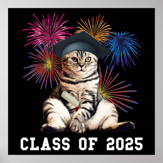 Póster Clase de 2025 Cat Lover (Frente)