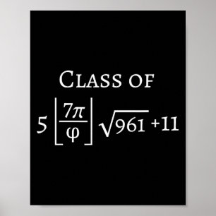 Póster Clase de 2026 friki de las matemáticas divertida g
