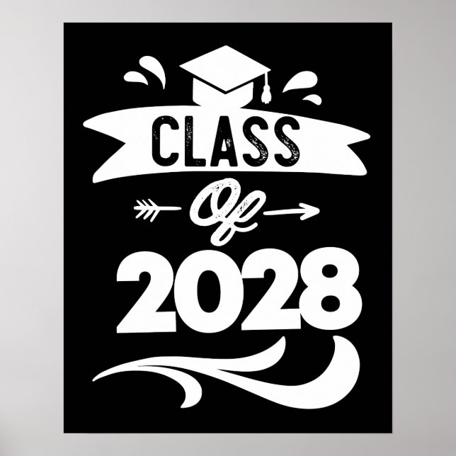 Póster Clase de 2028 TShirt Senior 2028 Graduación (Frente)