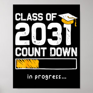 Póster Clase de 2031 Cuenta Atrás Graduando Diversión Pri