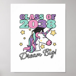 Póster Clase de chicas de 2038 Magical Unicorn Graduation