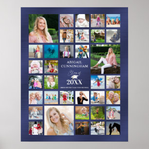 Póster CLASE DE Collage de fotos de graduación de azul ma