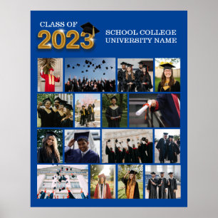 Póster Clase de Graduación Azul Foto personalizado de la