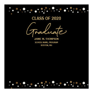 Póster Clase de graduación de 2020 Gold/Black Elegant