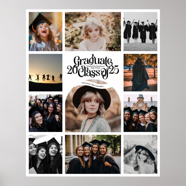 Póster Clase de Graduación Escolar 2025 11 Collage de fot (Frente)