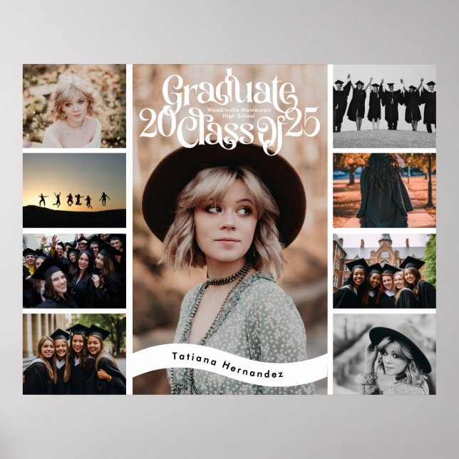 Póster Clase de Graduación Escolar 9 Collage de fotos 202 (Frente)