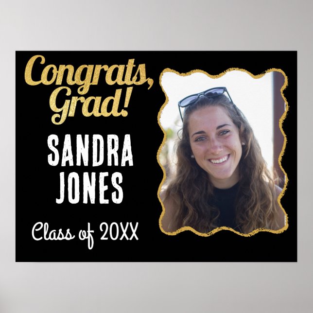 Póster Clase de Graduación Nombre personalizado Año Oro N (Frente)
