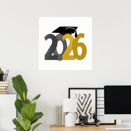 Póster Clase de oro y gris de 2026 Graduación