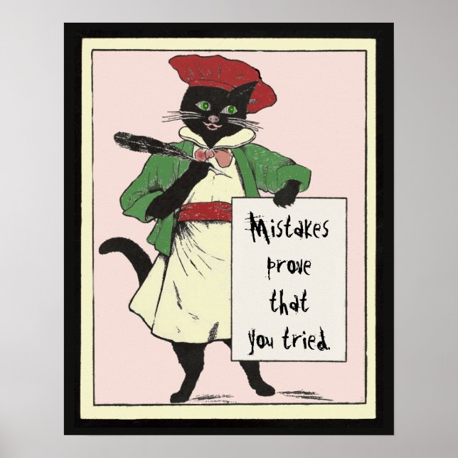 Póster Clase de profesor motivacional de gato negro vinta (Frente)