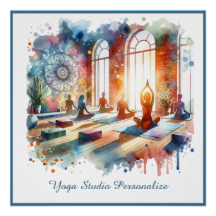 Póster Clase de Yoga Zen Espiritualidad Mindfulness Acuar