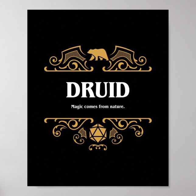 Póster Clase Druid Tabletop RPG Gaming (Frente)