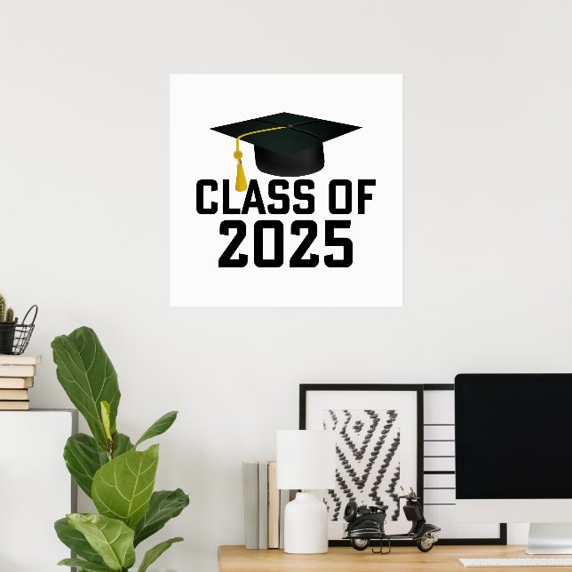 Póster Clase Letterman Grad Cap de 2025 (Oficina en casa)