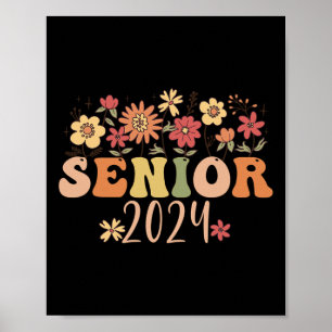 Póster Clase Retro Groovy Superior De 2024 Graduación De
