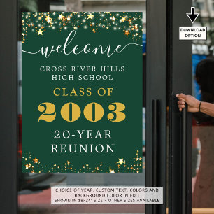 Póster Clase Reunión Año Bienvenida Estrellas de Oro Verd
