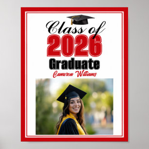 Póster Clase Roja de 2026 Foto Personalizada Fiesta de Gr
