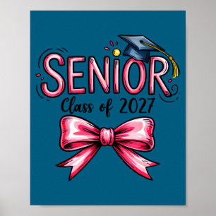 Póster Clase superior de 2027 lazo rosa coquette graduaci