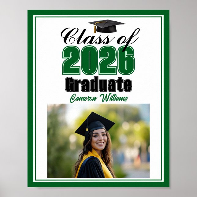 Póster Clase Verde de 2026 Foto Personalizada Fiesta de G (Frente)