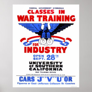 Póster Clases de entrenamiento de la guerra de USC WPA