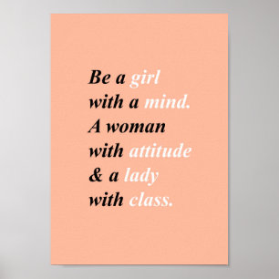 Póster Clásica cita de mujer. Girly poster