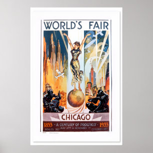 Póster Clásica Feria Mundial de Chicago Art Deco 1933
