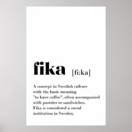 Póster Clásica Fika Definition Coffee Suecia