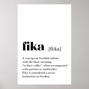 Póster Clásica Fika Definition Coffee Suecia