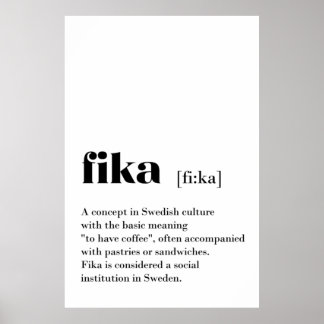 Póster Clásica Fika Definition Coffee Suecia