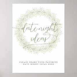 Póster Clásica Flores Blancas Noche de ducha de novia