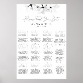 Póster Clásica Magnolia Colocación Alfabética Blanco Negr