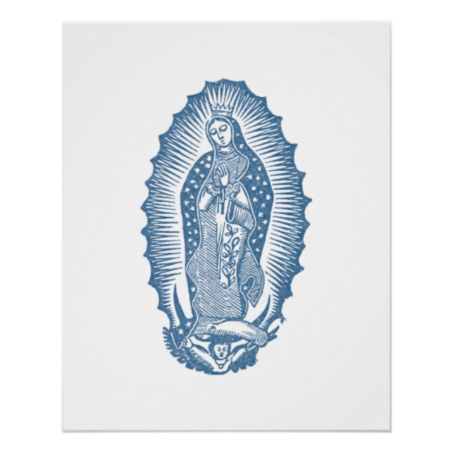 Póster Clásica Nuestra Señora de Guadalupe con Rosas (Anverso)