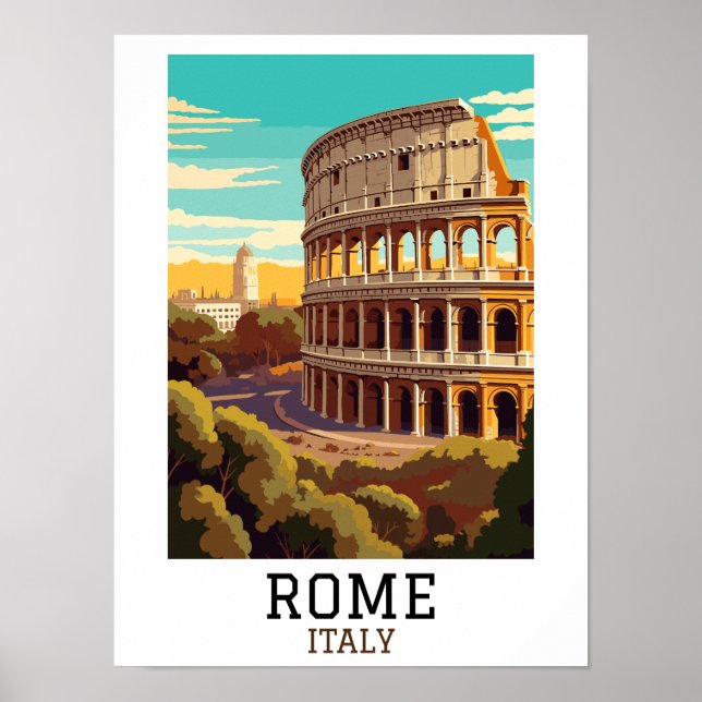Póster Clásica Roma Italia Colosseo Histórico (Frente)