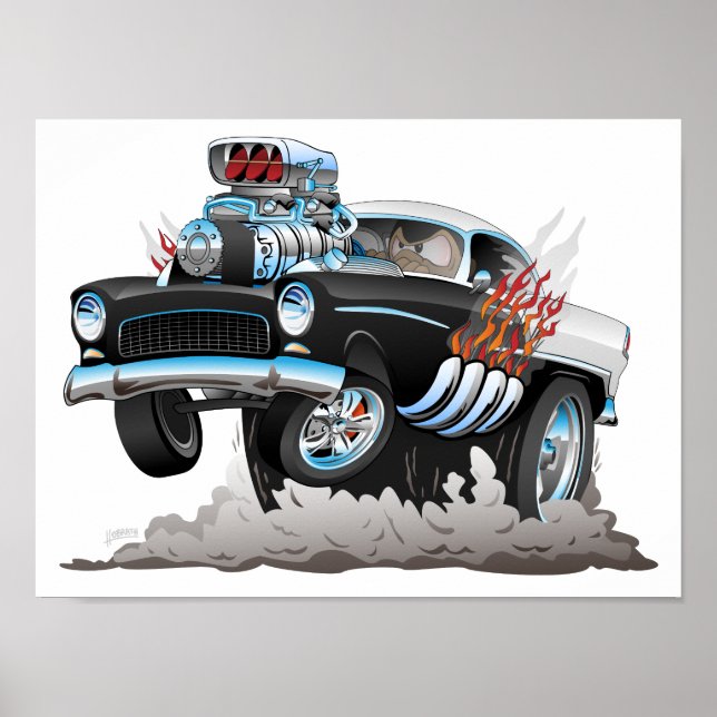 Póster Clásico 55 Hot Rod Funny Car Personalizado (Frente)
