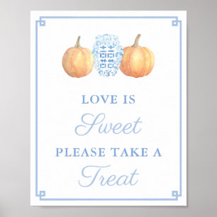 Póster Clásico Ajuar Nupcial de Calabaza Azul Pálido y Na