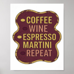 Póster Clásico Amarillo VINO DE CAFÉ MARTINI ESPRESSO REP
