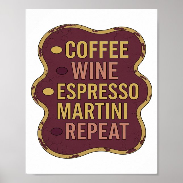 Póster Clásico Amarillo VINO DE CAFÉ MARTINI ESPRESSO REP (Frente)