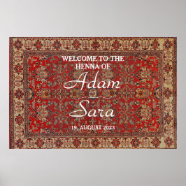 Póster Clásico arabesco Rug Henna Bienvenida Poster Fiest