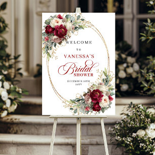 Póster Clásico Bienvenida de Regader de Boda Floral de Bo