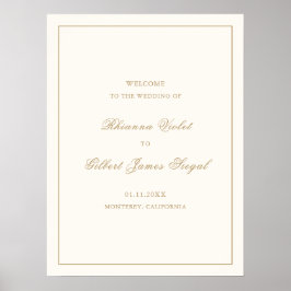 Póster Clásico Border Marfil y Dorado Inolvidable Boda