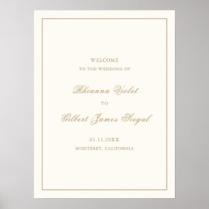 Póster Clásico Border Marfil y Dorado Inolvidable Boda