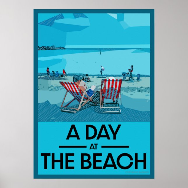 Póster Clásico British Beach Art British Sea Side (Frente)